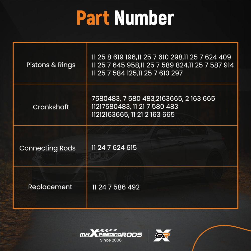 N55 3.0L Engine Overhaul Rebuild Kit - Crankshaft / ConRods / Timing Set compatible for BMW