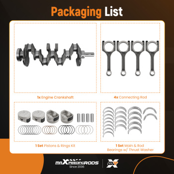 G4KD 2.0L Engine Crankshaft Rods Piston Kit Bearings Set compatible for Hyundai Kia Optima