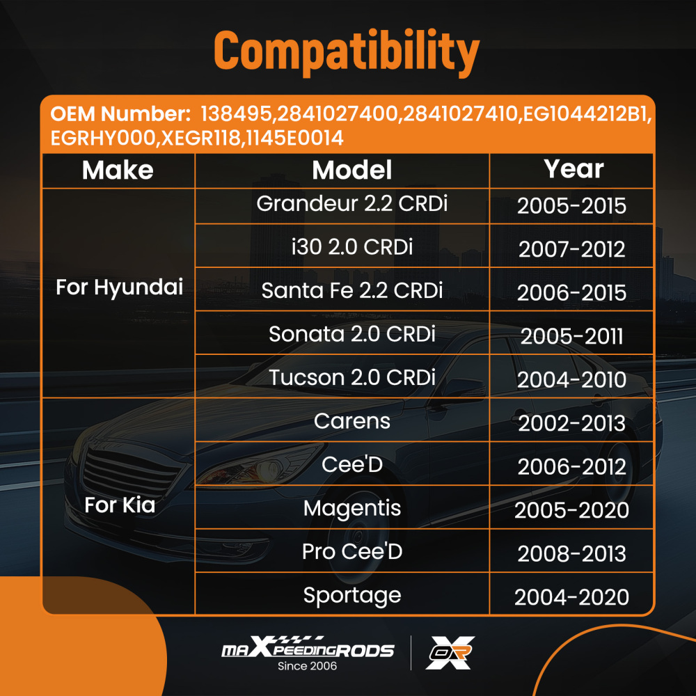 Valvola EGR compatibile per Hyundai Grandeur/Sonata 2005-2015 2841027400 Elettrico