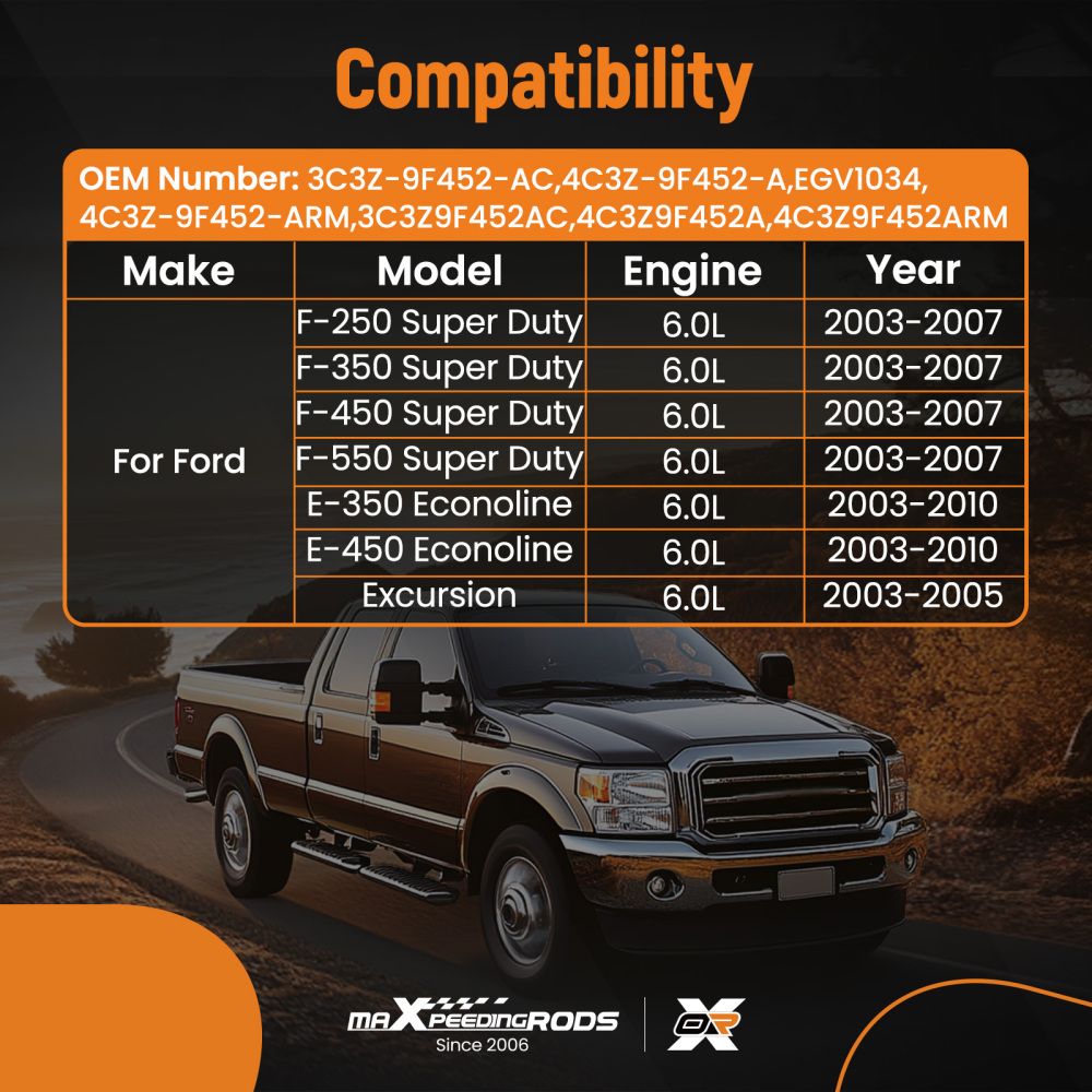 EGR Valve compatible for Ford F-250 F-350 Super Duty 6.0L Diesel 2003-2007 3C3Z-9F452-Compatible for AC