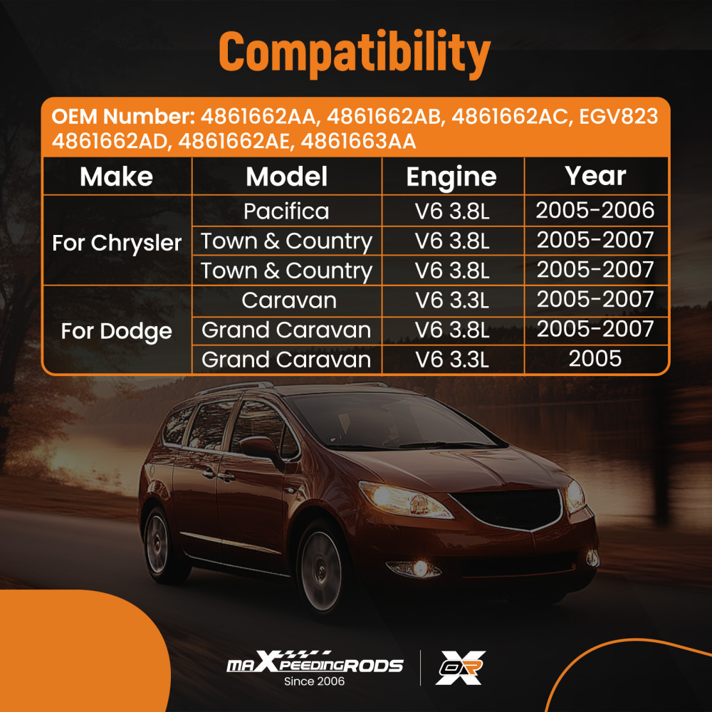 1PC EGR Valve w/ Gasket compatible for Chrysler TownCountry 3.8L 2005-2007 4861662AC