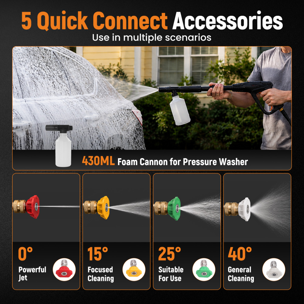 Maxpeedingrods Electric Pressure Washer 2175 PSI 1.45 GPM Power Washer with 4 Spray NozzlesFoam Cannon for Car Washing, Home, Patio and Fence Cleaning