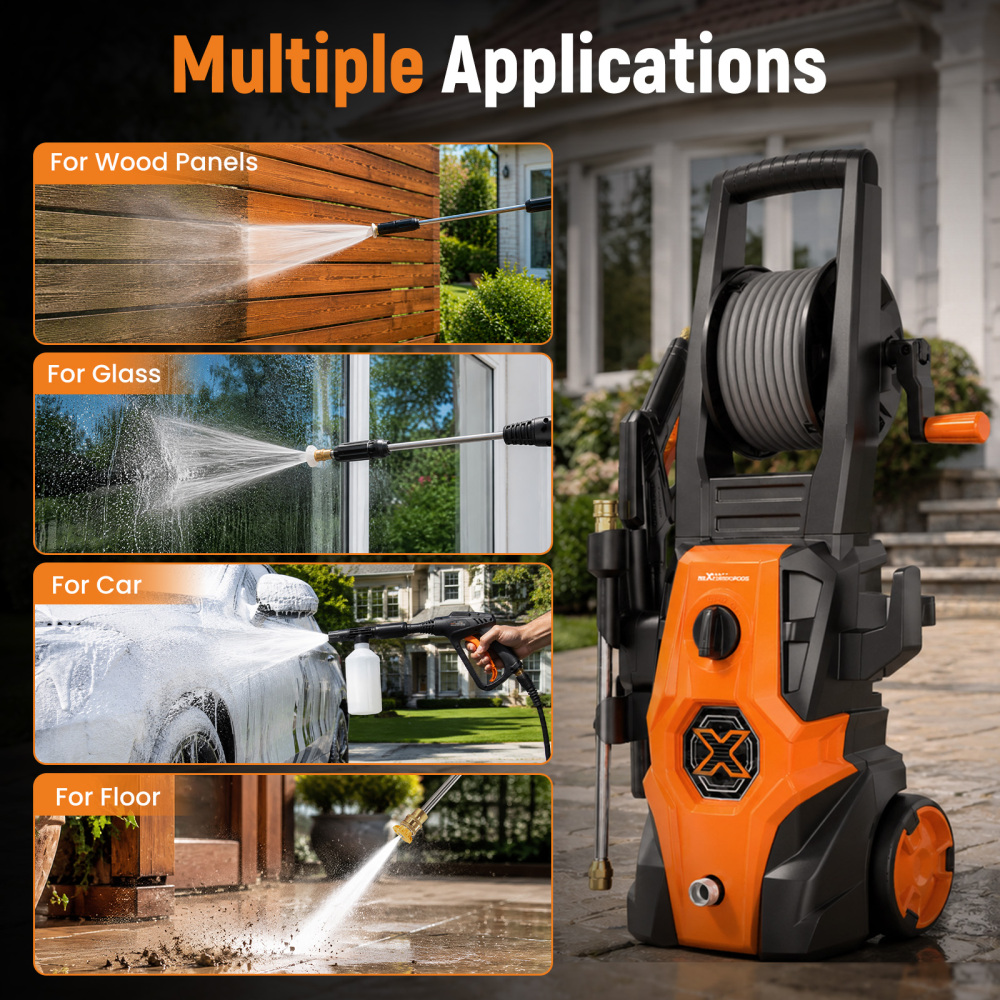Maxpeedingrods Electric Pressure Washer 2175 PSI 1.45 GPM Power Washer with 4 Spray NozzlesFoam Cannon for Car Washing, Home, Patio and Fence Cleaning