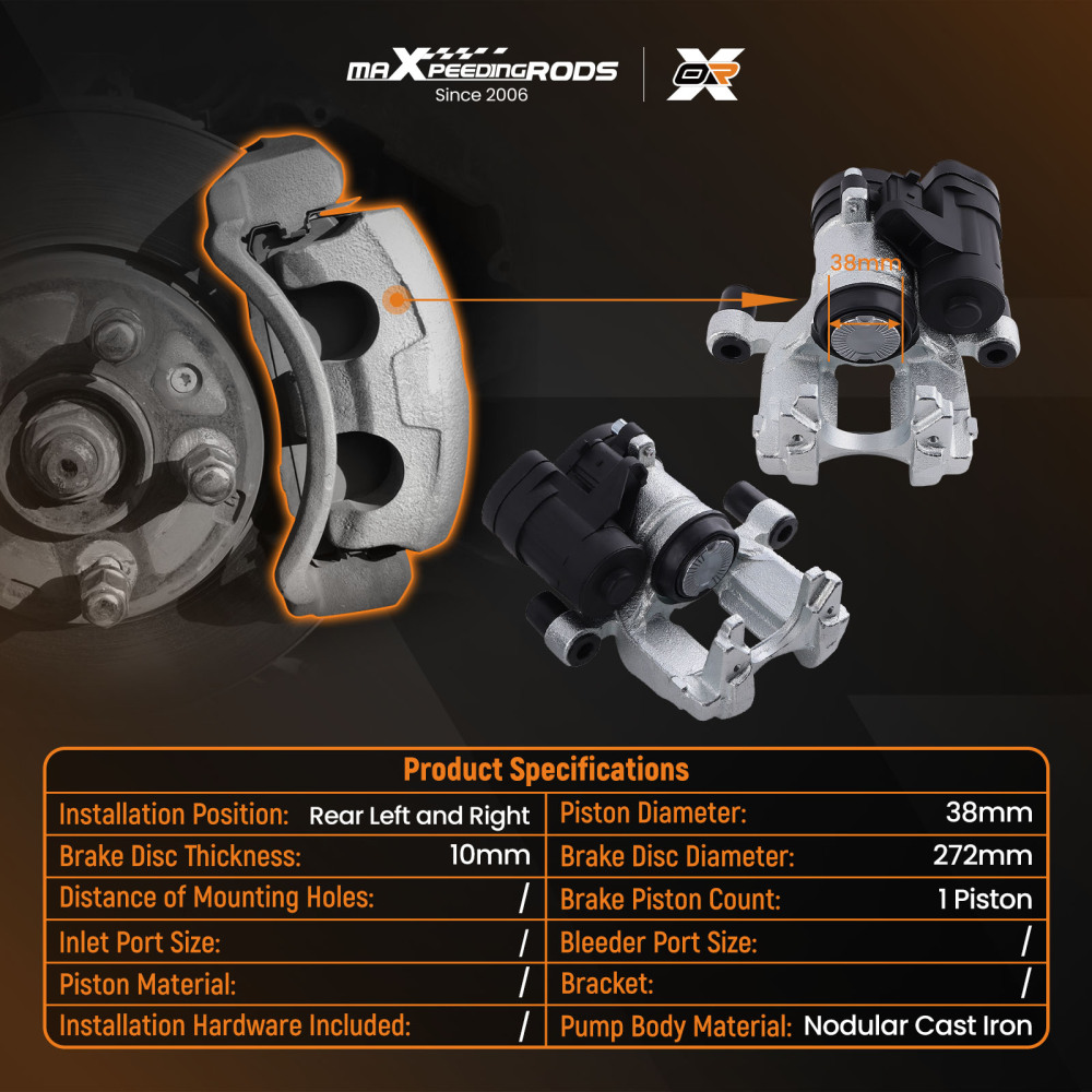 2x Electronic Brake Caliper Rear Left Right compatible for Audi A3 TT compatible for Seat Leon 14-20 272mm
