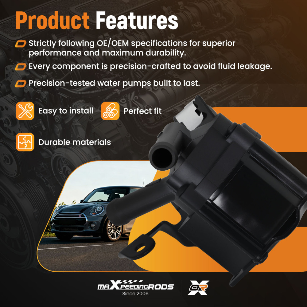 Coolant Water Pump compatible for Mini Cooper Coupe JCW R58 2012-2015 11537619360 Electric