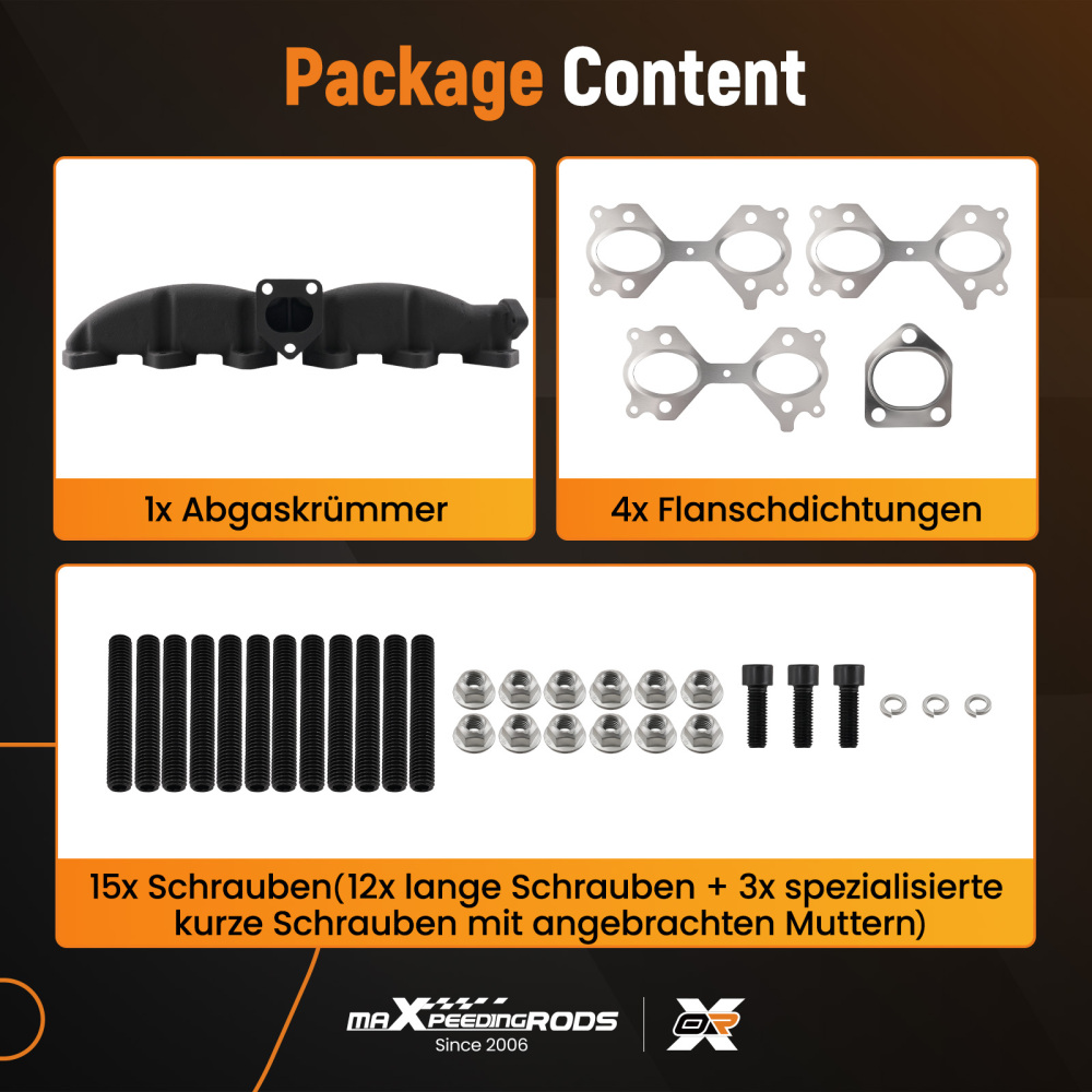 Compatible for BMW m57n Exhaust Manifold Iron E60 E61 E65 X5 2.5d 325d 330d 525d 530d