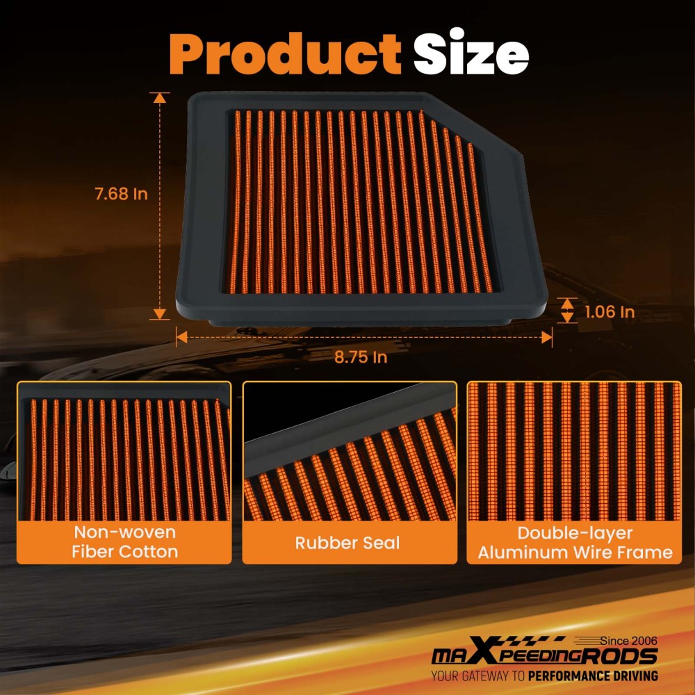 Air Filter compatible for HONDA Civic L4 1.8L 2006-2011 17220RNAE00 Washable
