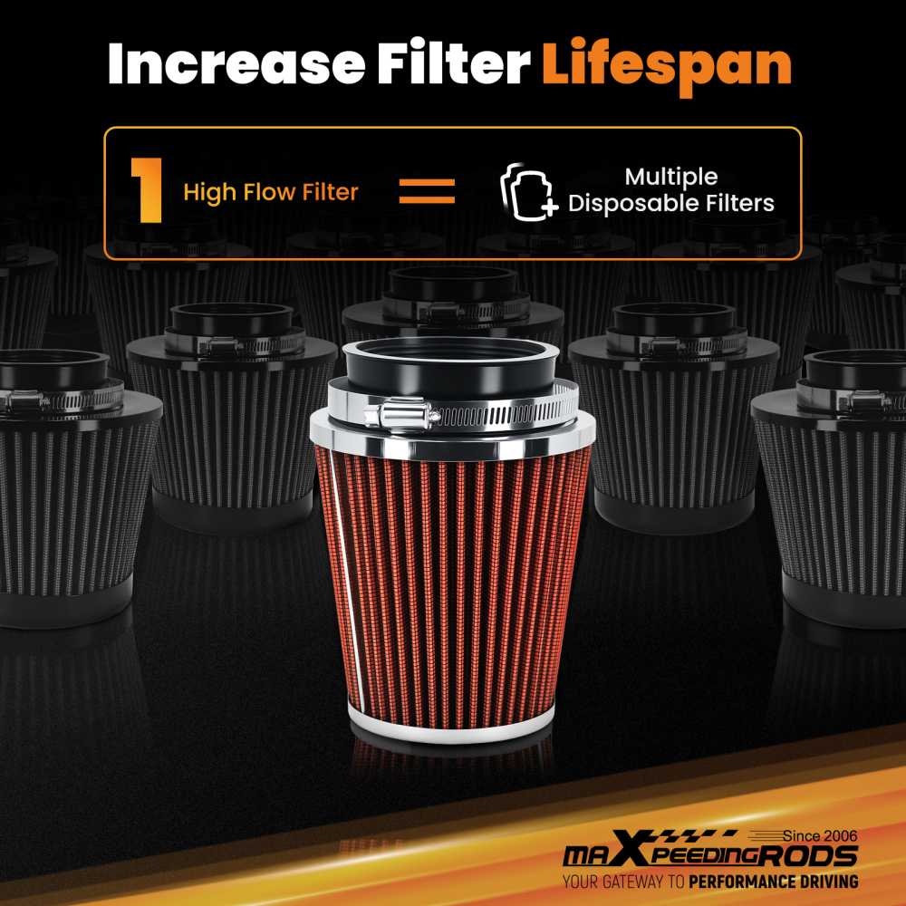 3 Inch Cone Air Filter for High Performance Intake System 76x118x118mm
