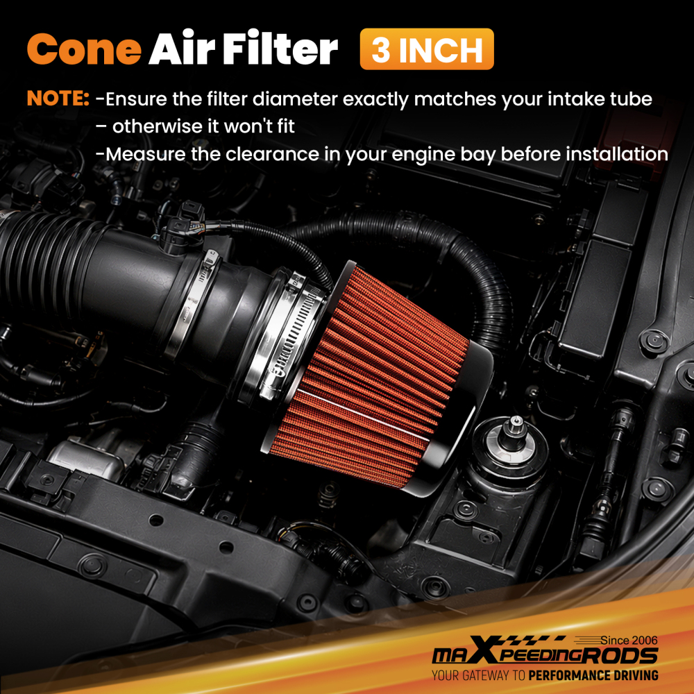 3 Inch Cone Air Filter for High Performance Intake System 76x118x118mm