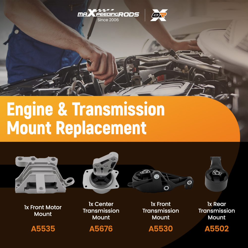 MotorTrans Mount 4PCS Set compatible for Chevrolet Impala 3.6L Flex 2014-2019 For Auto