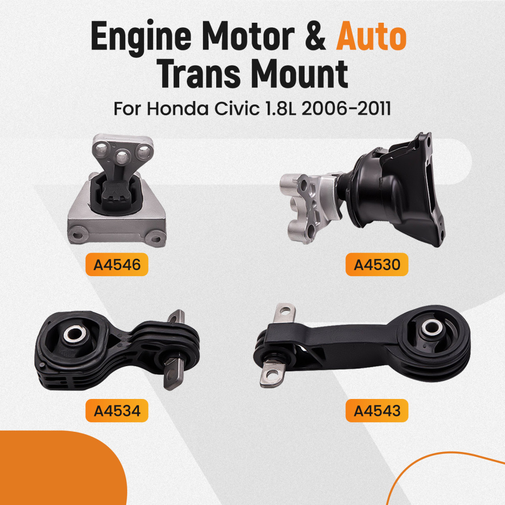 Compatible for Honda Civic 1.8L 2006-2011 Auto Trans Set of 4 Engine Motor Trans Mount
