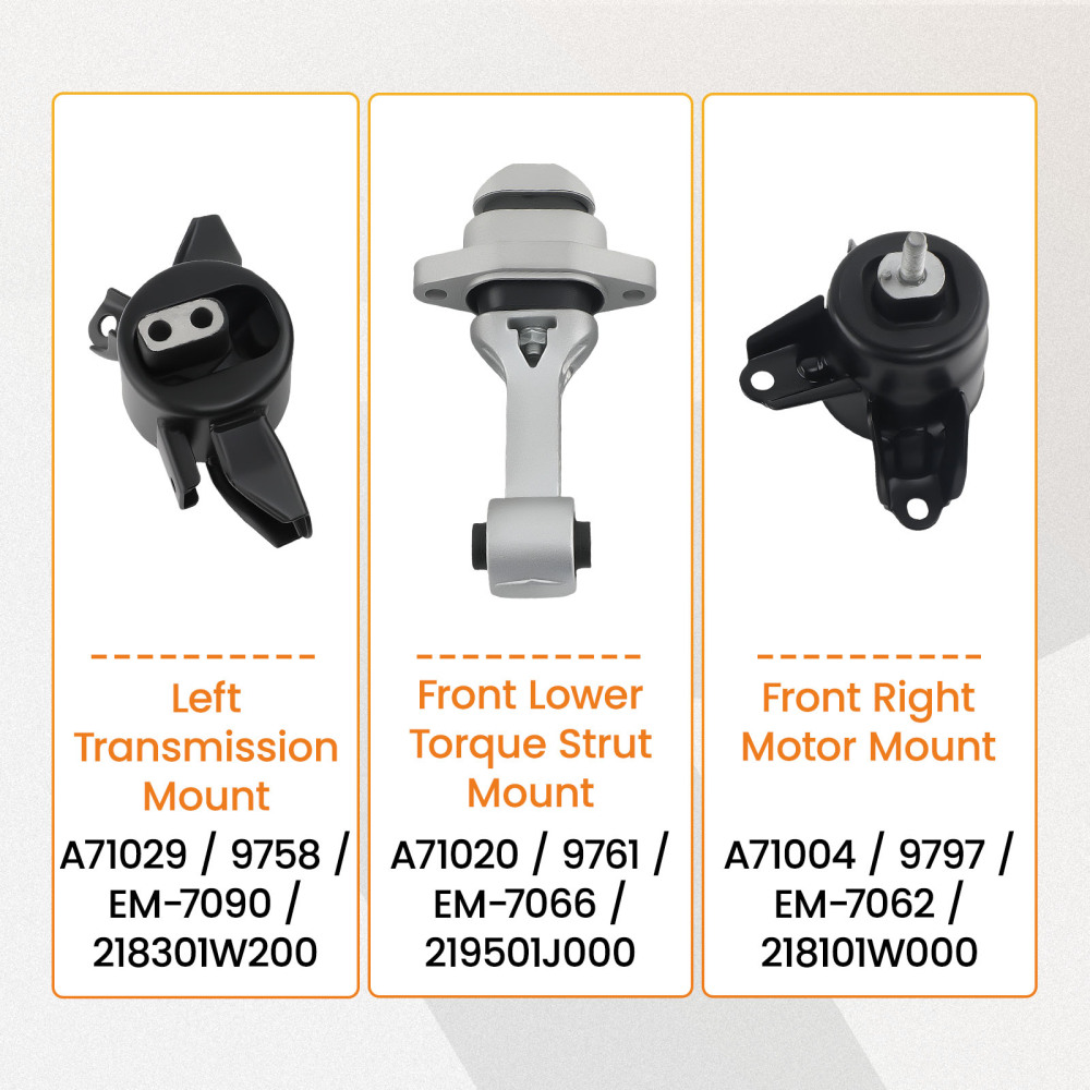 3 Pcs Engine Motor & Trans Mount Set compatible for Kia Forte Koup 1.6L 2014-2016 w/ Auto