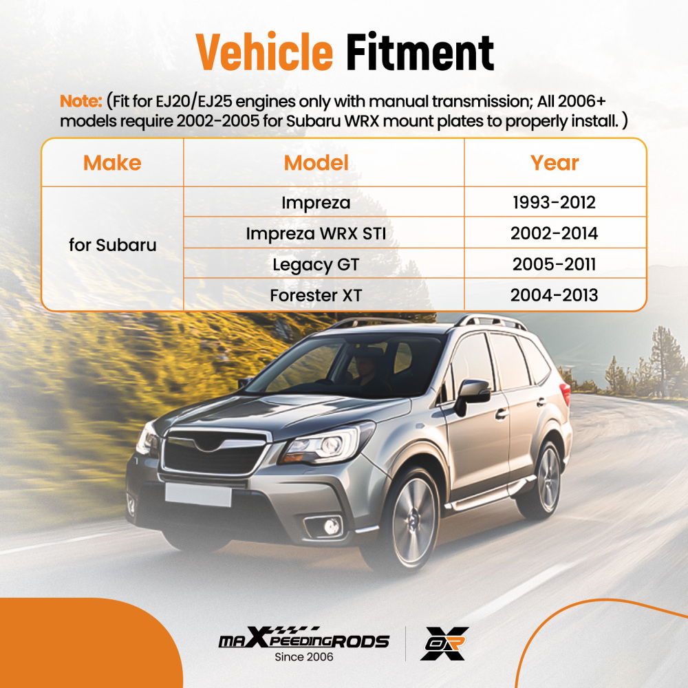 4x Engine Motor Mount compatible for Subaru Impreza STI 2002-2014 EJ20/EJ25 engines