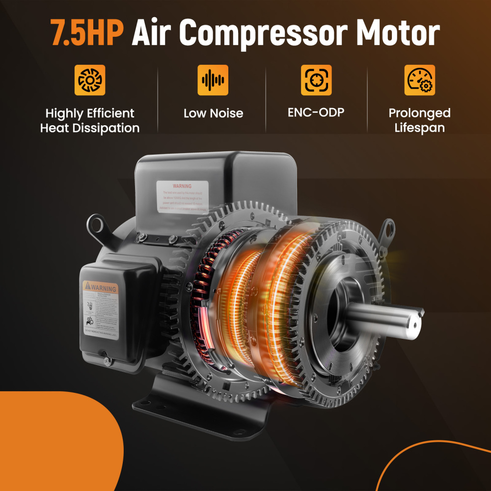 7.5HP Air Compressor Electric Motor 3450 RPM 184T Frame 1-1/8 Shaft Diameter