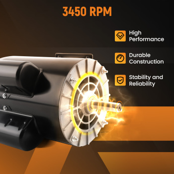 3.7 HP Electric Motor 3450 RPM Compressor Duty 56 Frame 1 Phase 5/8 Shaft 230V