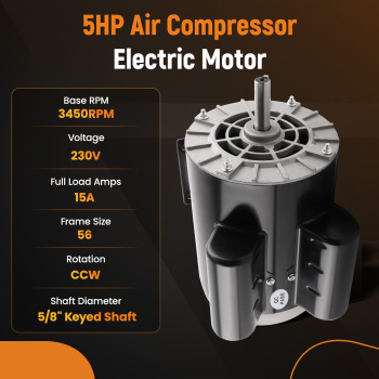 Air Compressor 5 HP Electric Motor 3450RPM 230V 15A 56Frame 5/8 Shaft CCW