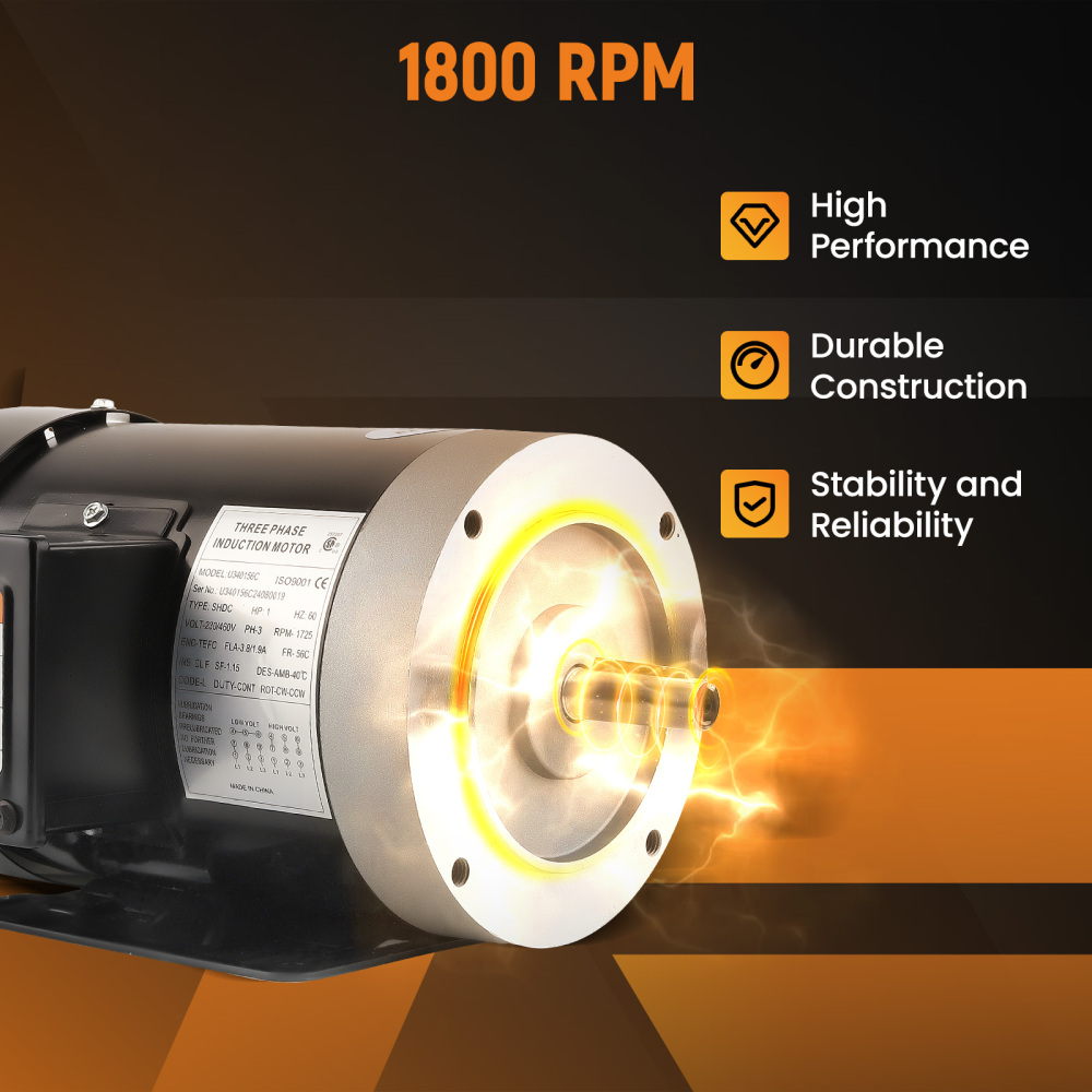 1HP Air Compressor Electric Motor 1800RPM 3.8A/1.9A 56CFrame 5/8 Shaft TEFC