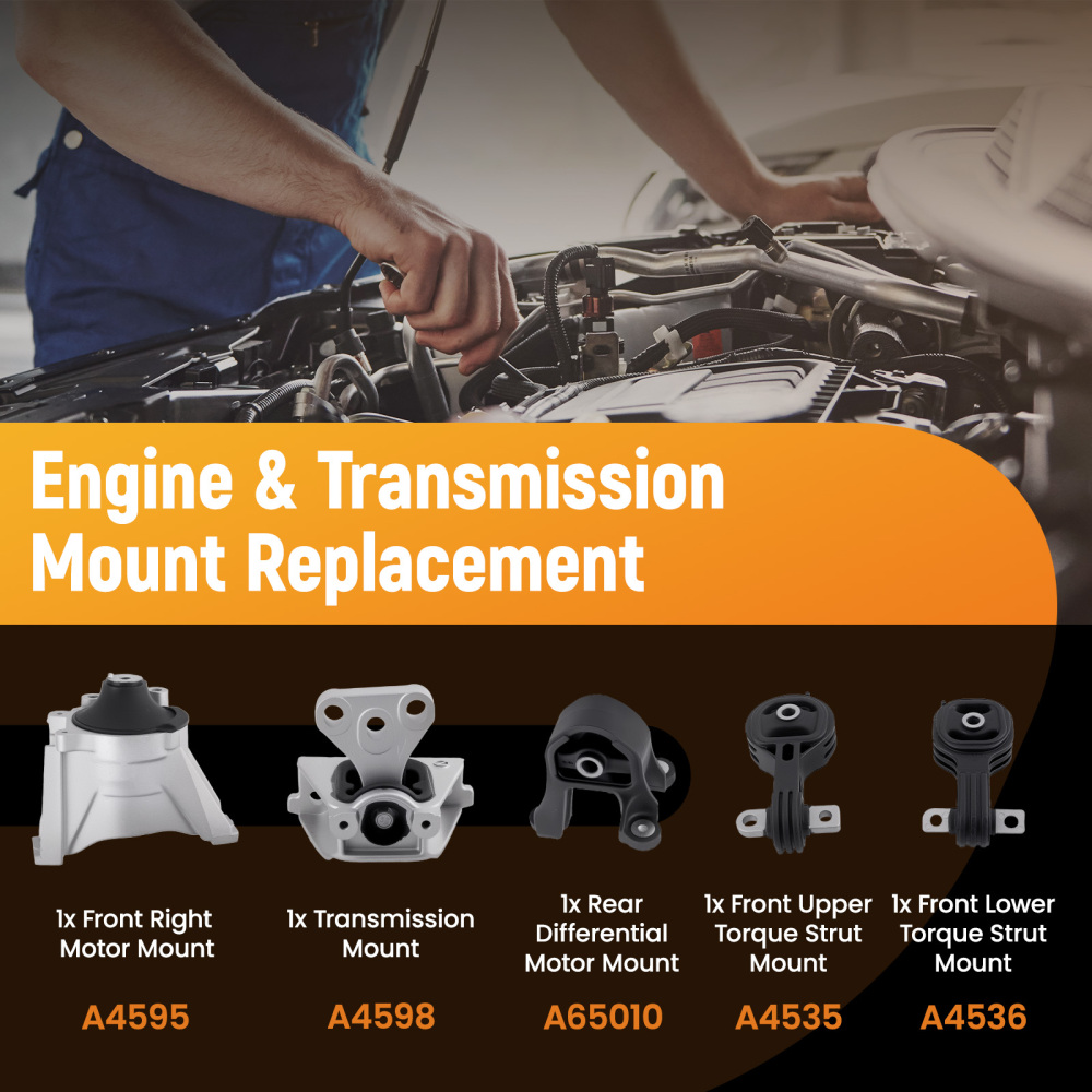 5Pcs Engine MotorTransmission Mount Kit compatible for Honda CR-V I4 2.4L 4WD 2007-2011