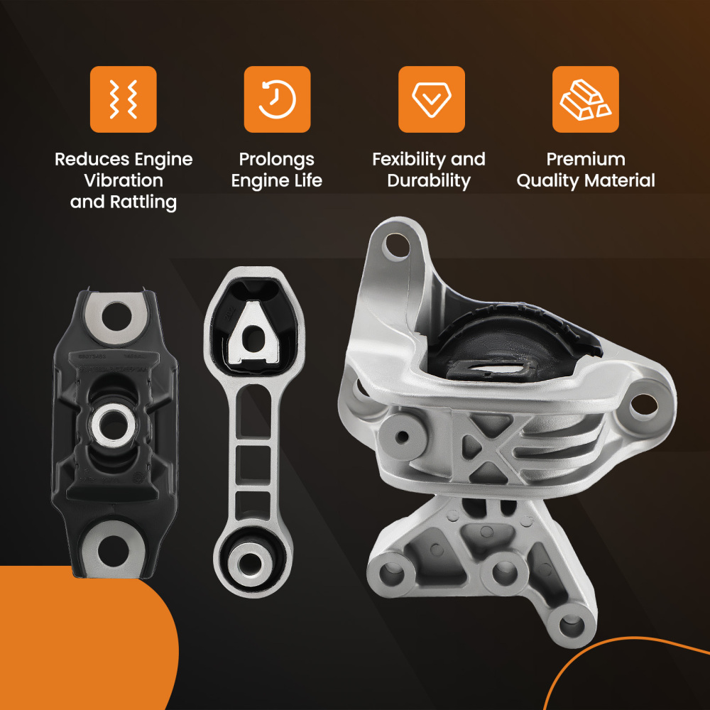 3PCS Motor MotorTrans Mount Set compatible for Fiat 500 1.4L 2012-2018 68073-029AC A5645