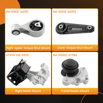 Engine MountTrans Mount 4pcs compatible for Nissan Rogue compatible for FWD 2.5L 2008-2015 A4351 A4352