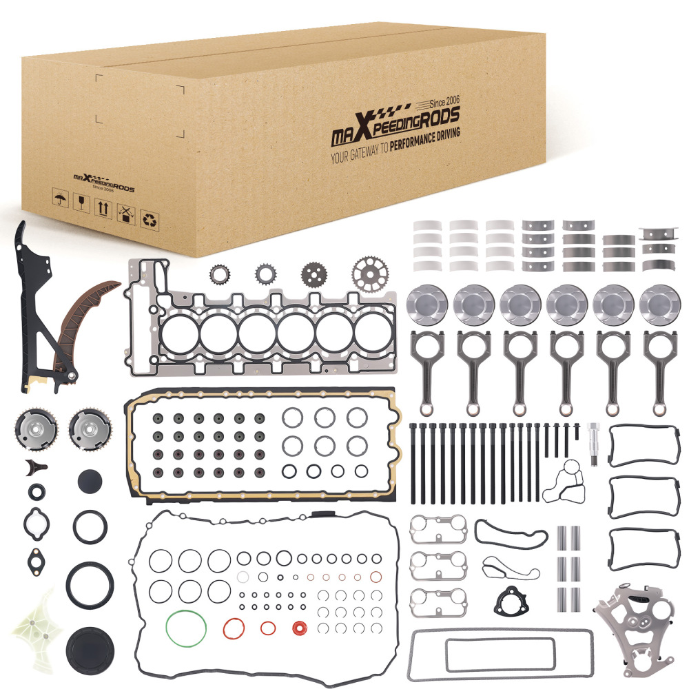 N55 3.0L Engine Overhaul Gasket Piston Bearings Set w/ Rods Timing Kit compatible for BMW