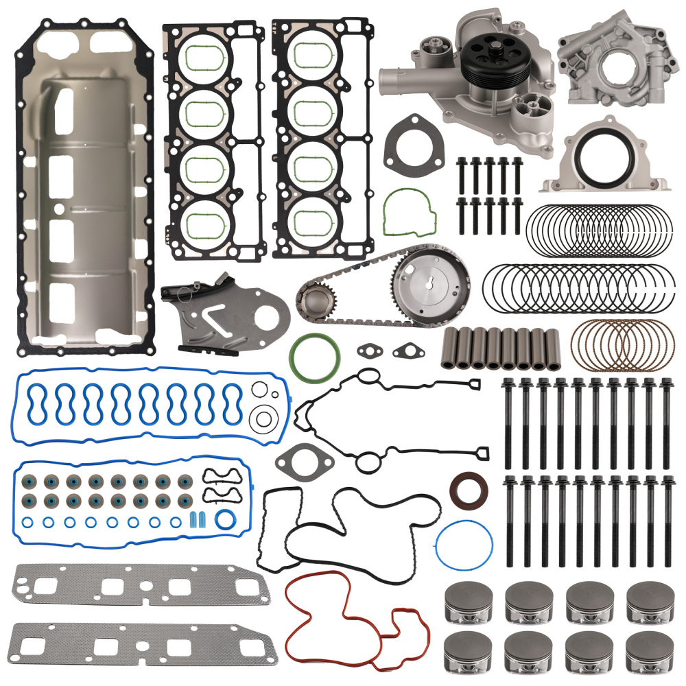 Engine Rebuild Kit: Pistons+Timing Chain+Head Gasket compatible for Dodge Durango 5.7L V8