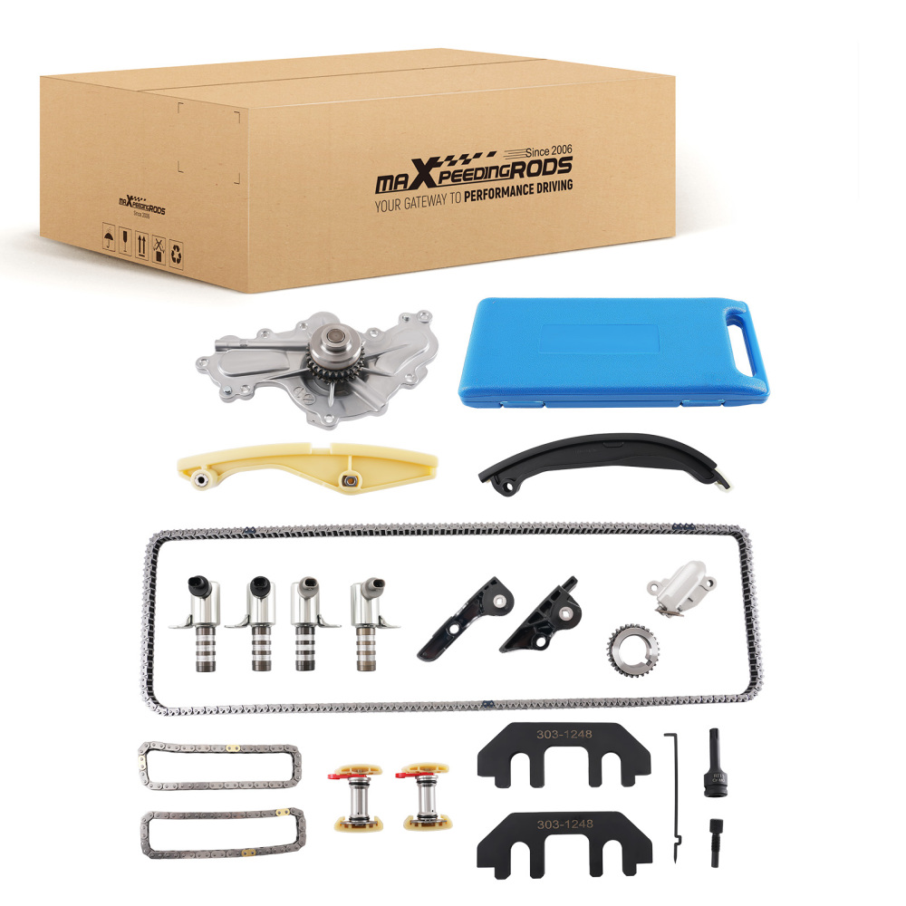 Engine Timing Chain KitVVT SolenoidsWater Pump compatible for Ford Edge Explorer Flex