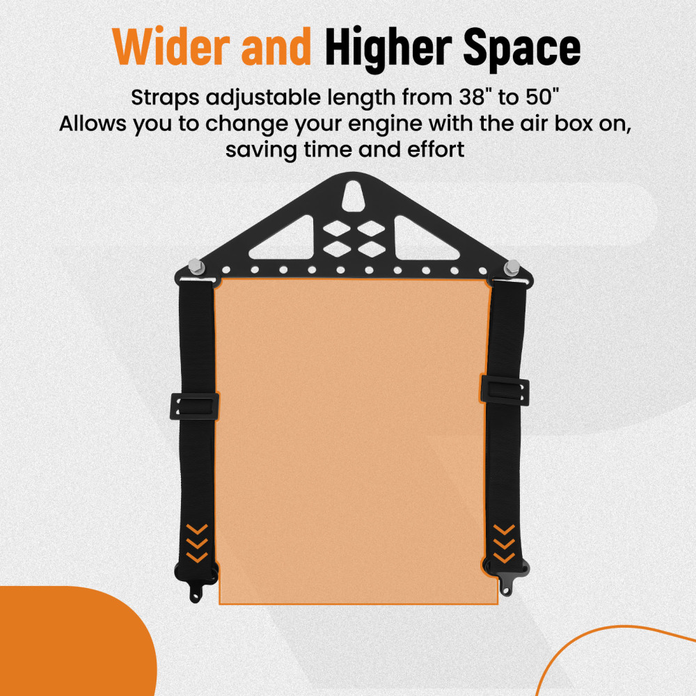 Universal Engine Lift 4 Point Kit 1200lb Steel Bracket Straps Powdercoated