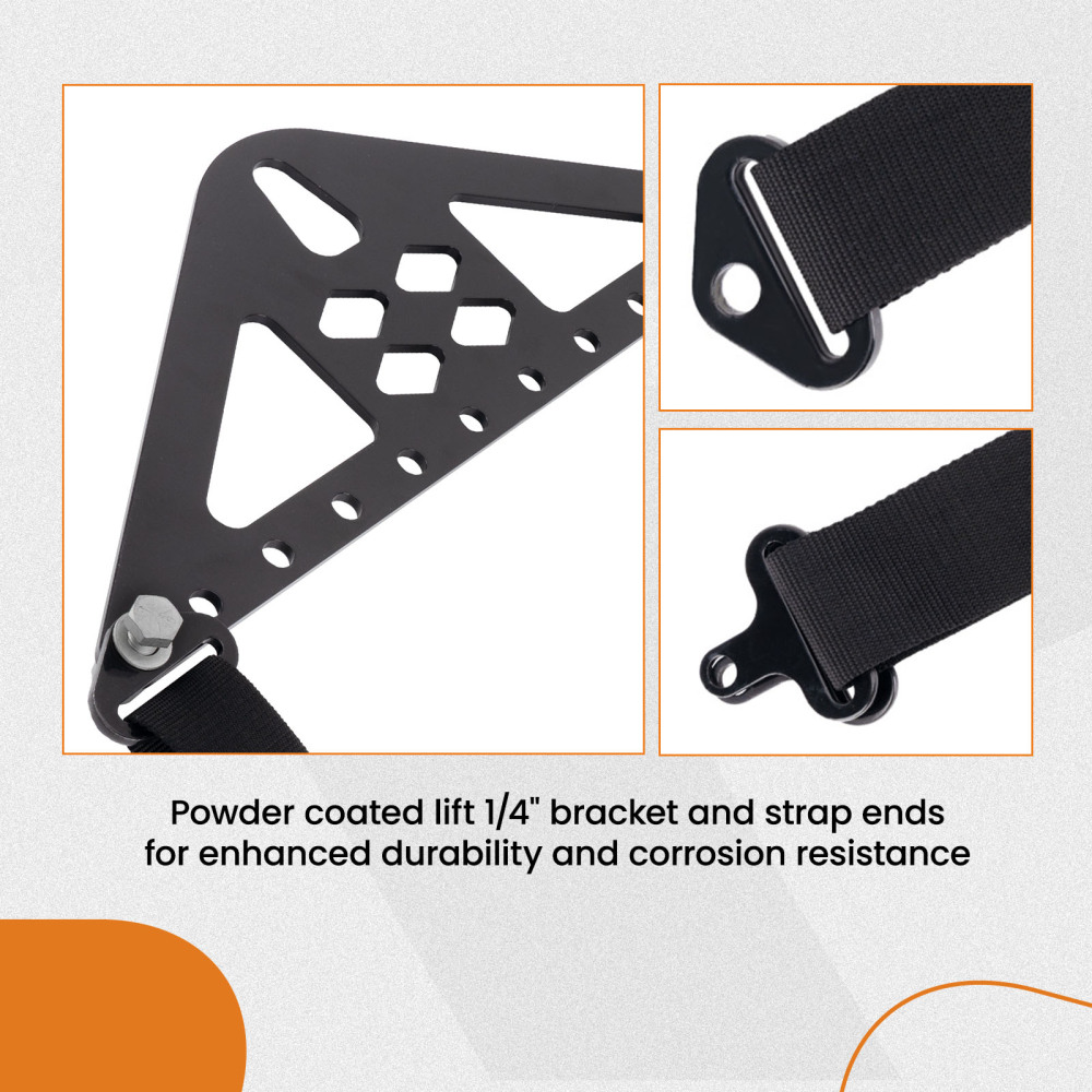Universal Engine Lift 4 Point Kit 1200lb Steel Bracket Straps Powdercoated