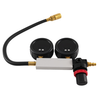 Engine Cylinder Dual Gauge Leakdown Tester Kit With Rubber Hose Metal Adapters