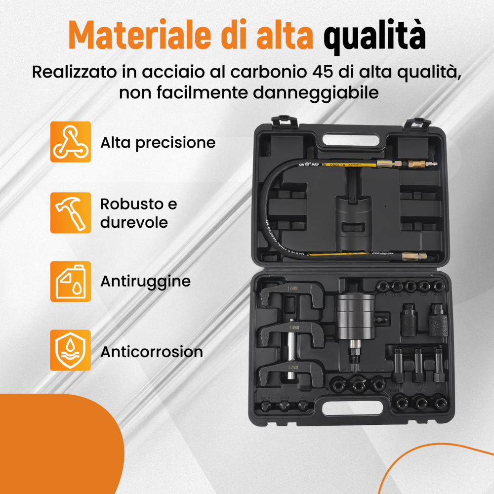 Estrattore for Iniettori Diesel 19 Adattatori Kit Completo Pneumatico