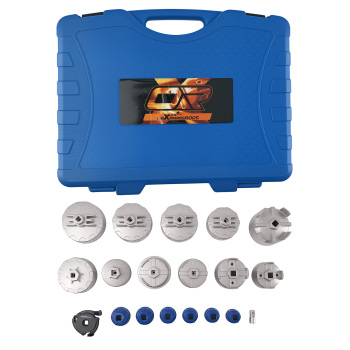 19PCS Oil Filter Cap Wrench Universal 24-100.5mm Red Tool Set