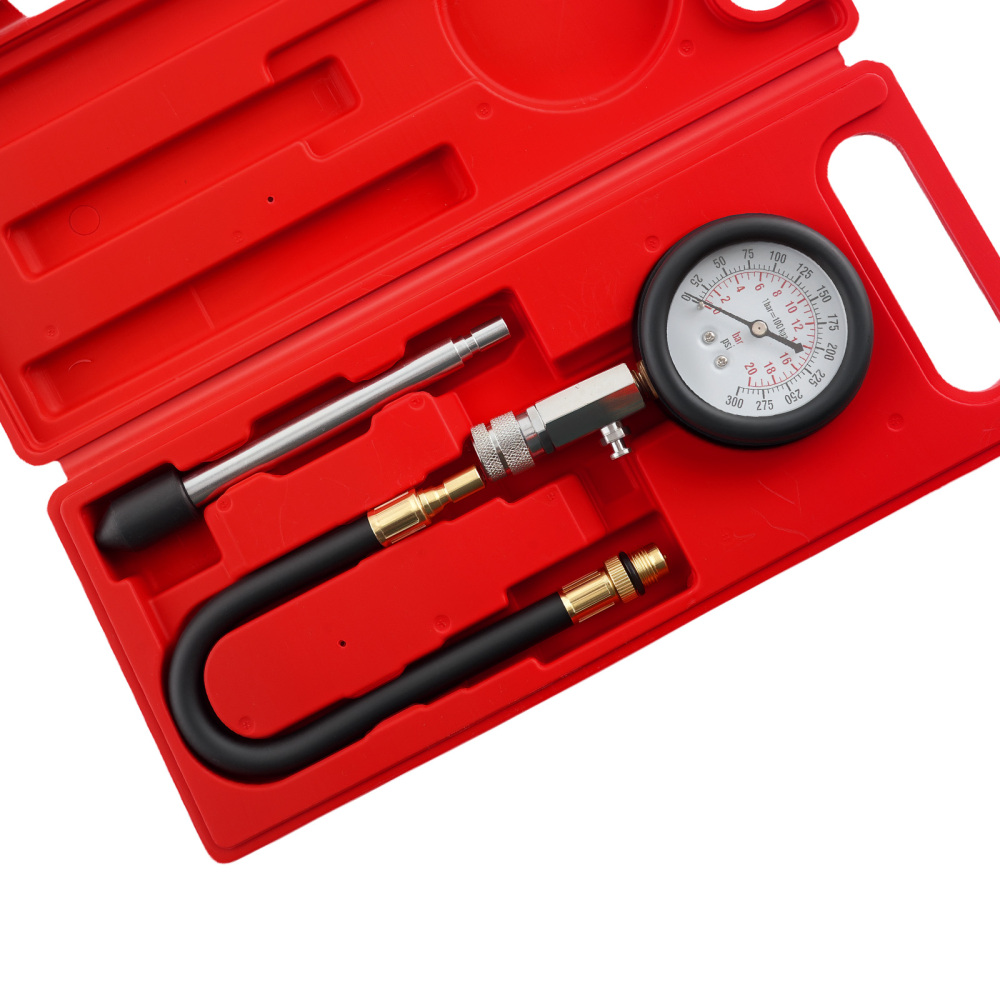 Compression Gauge Kit 0-300 PSI Engine Pressure Tester Petrol 14mm 18mm