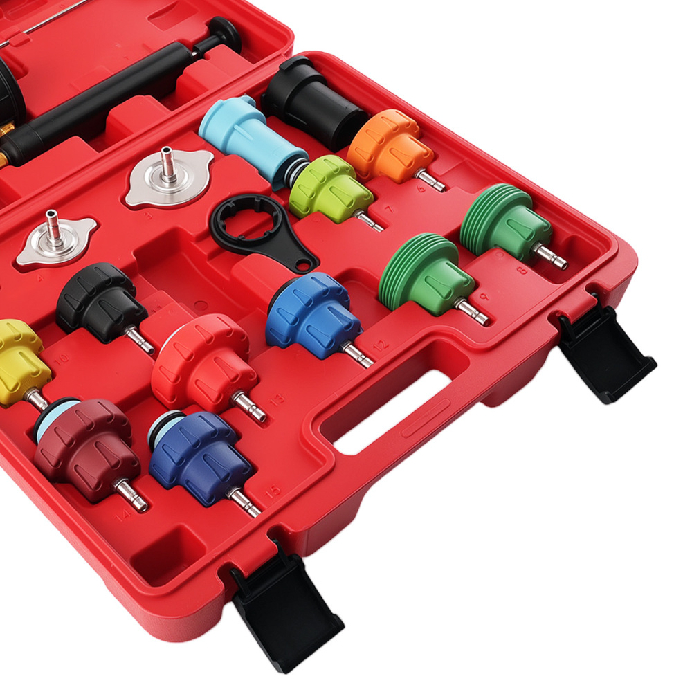 18pc Cooling System Test Radiator Pressure Tester Kit Purge Refill Vacuum Kit