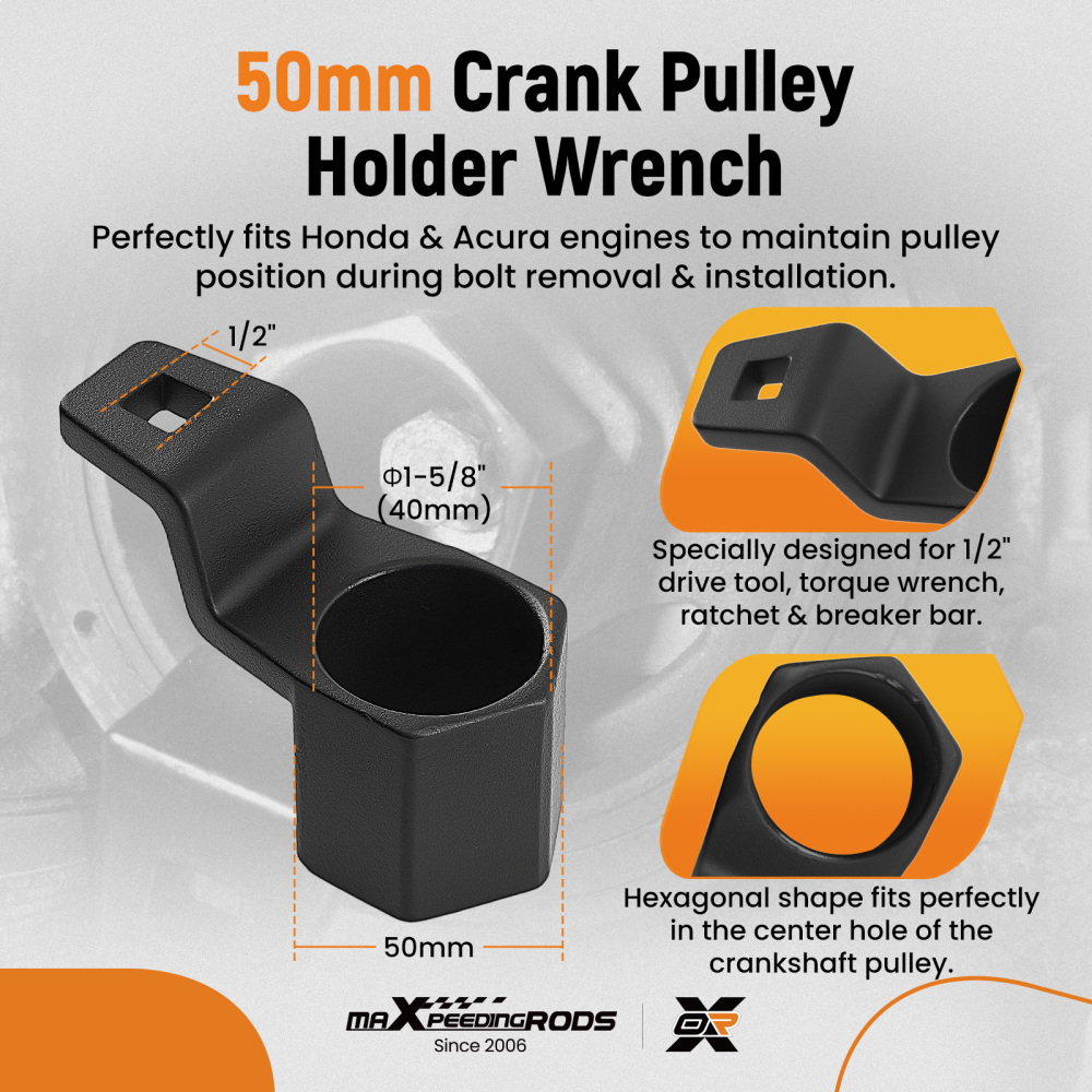 19mm Crank Bolt Removal Tool compatible for Honda CR-V Element Accord 1997-Onward