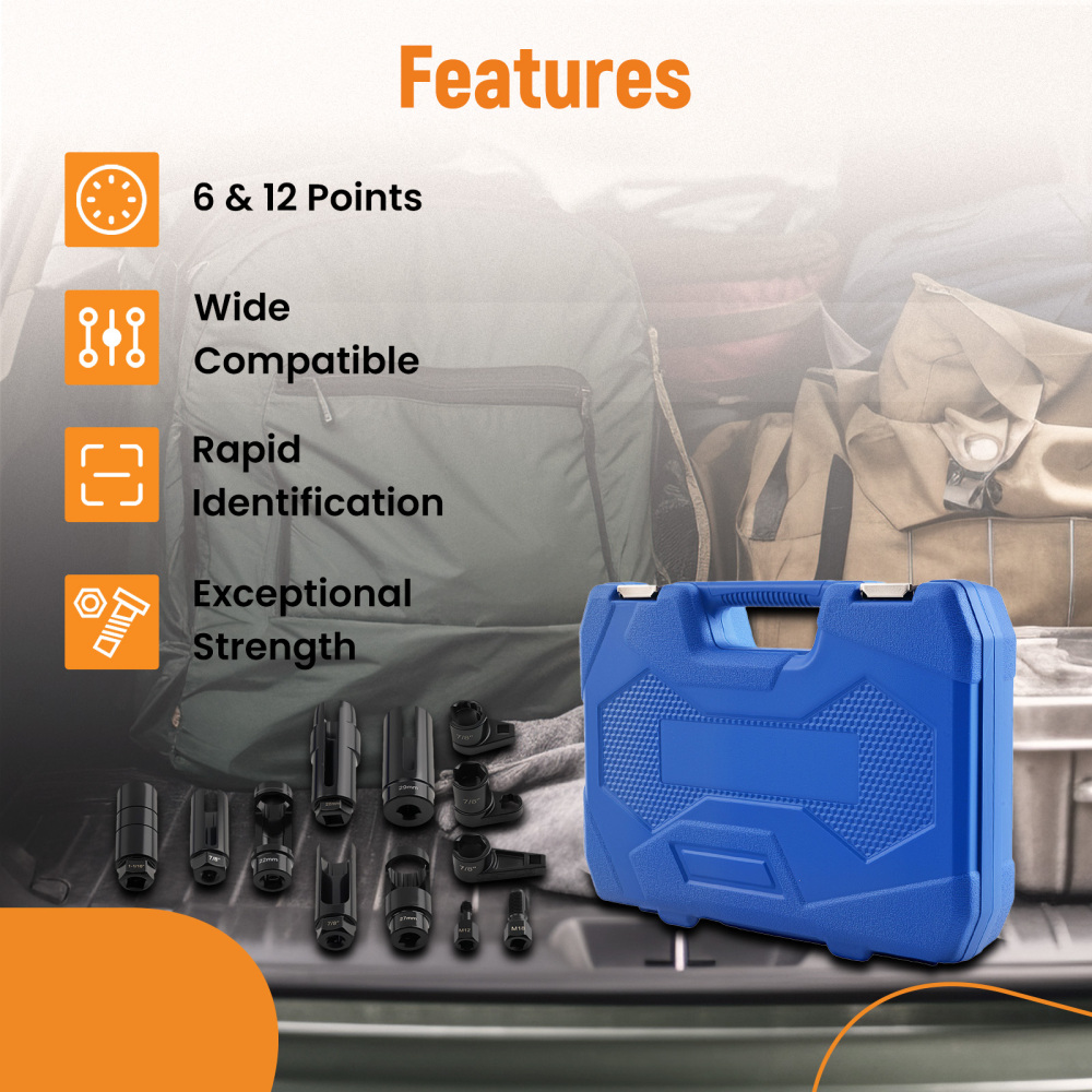 1/2 3/8 Drive Oxygen Sensor Socket 22mm 27mm 29mm 7/8 1 1-1/16 Set