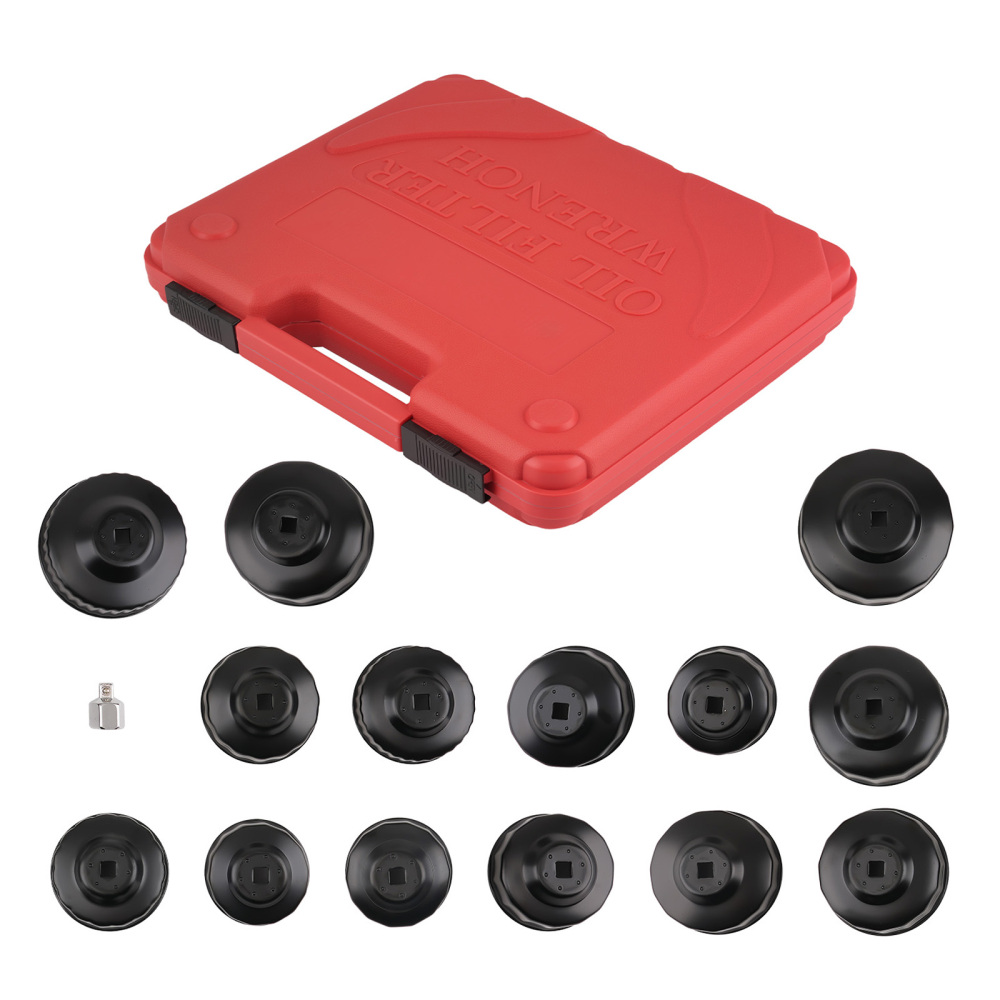 16pcCup Oil Filter Wrench Socket Set Removal Tool 65-100mmCap Filters Kit