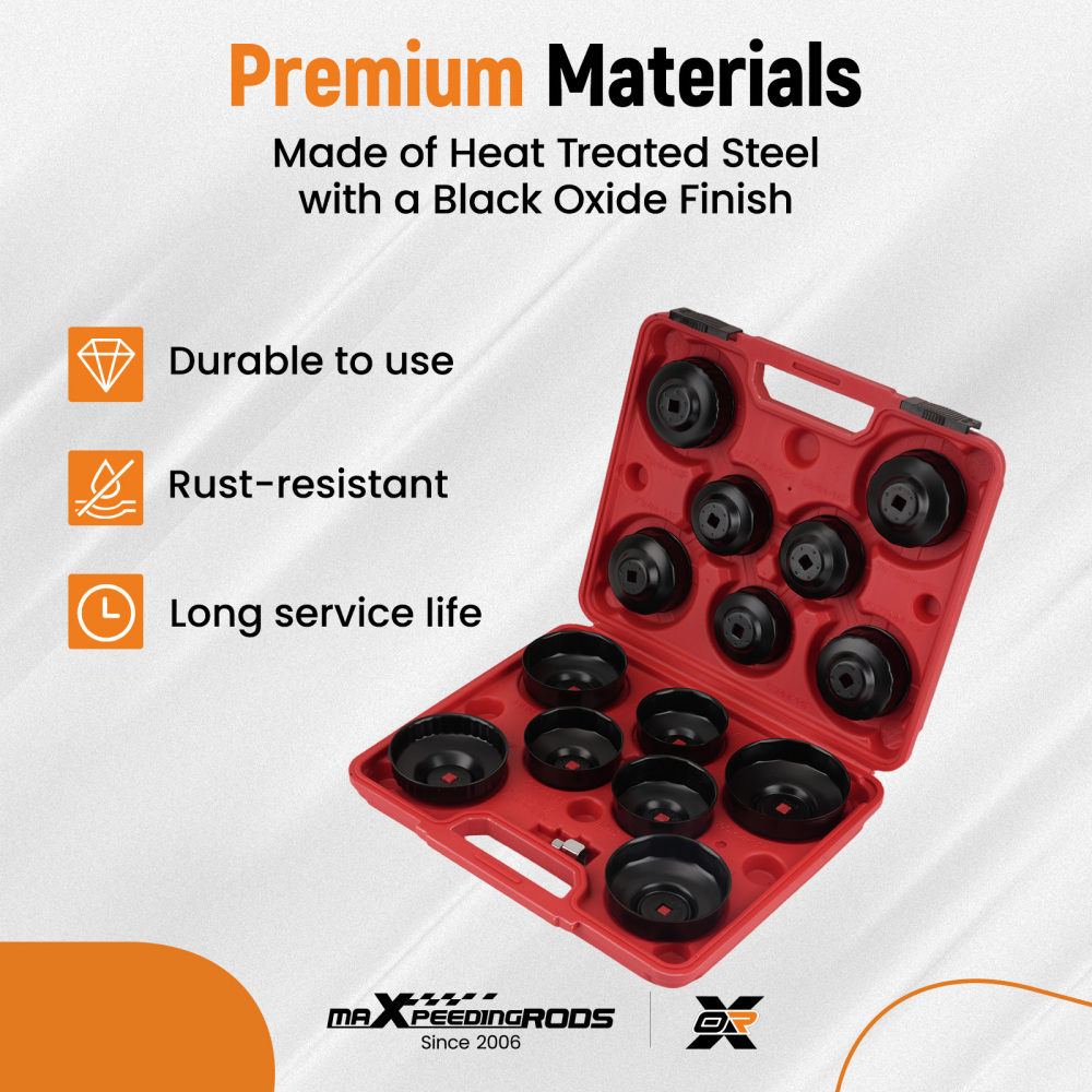 16pcCup Oil Filter Wrench Socket Set Removal Tool 65-100mmCap Filters Kit