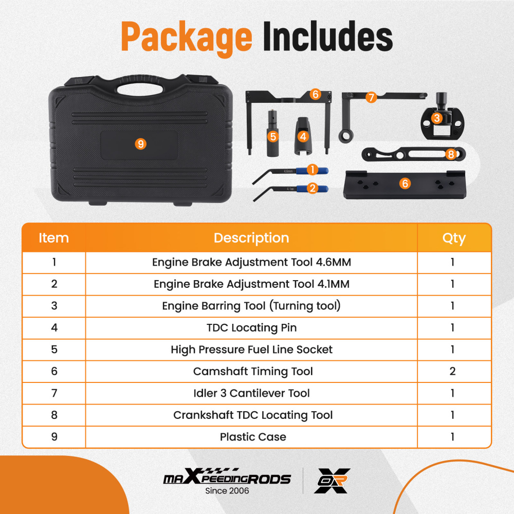 9PCS Engine Timing Tool Kit for Detroit Diesel DD15 DD13 with Storage compatible for Case