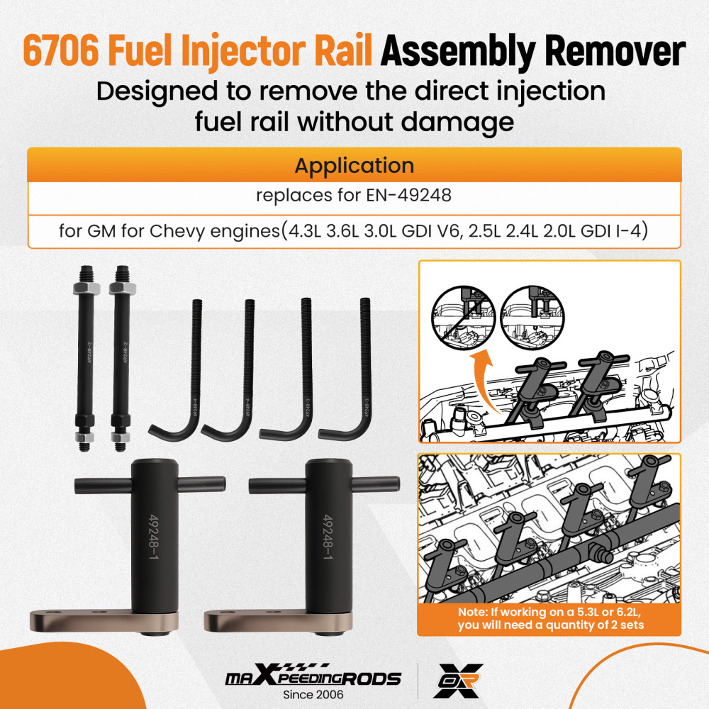 6706 Fuel Injector Rail Assembly Remover Tool EN-49248 compatible for Chevy GMC Cadillac GM