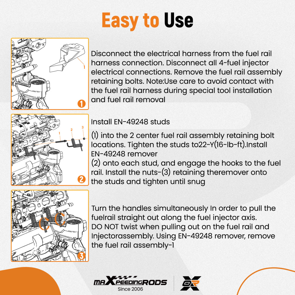6706 Fuel Injector Rail Assembly Remover Tool EN-49248 compatible for Chevy GMC Cadillac GM