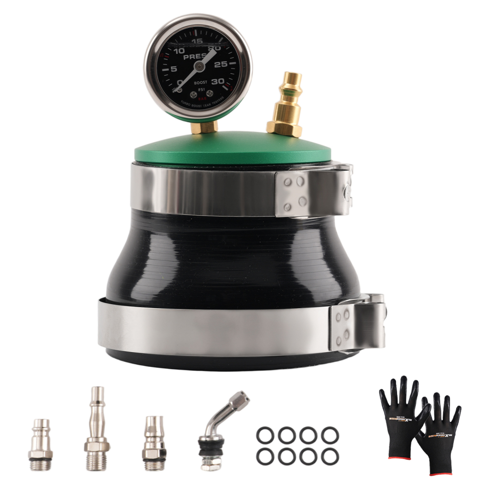 4 Inlet Turbo Boost Leak Tester 30PSI Gauge Steel Plastic Rubber Tool