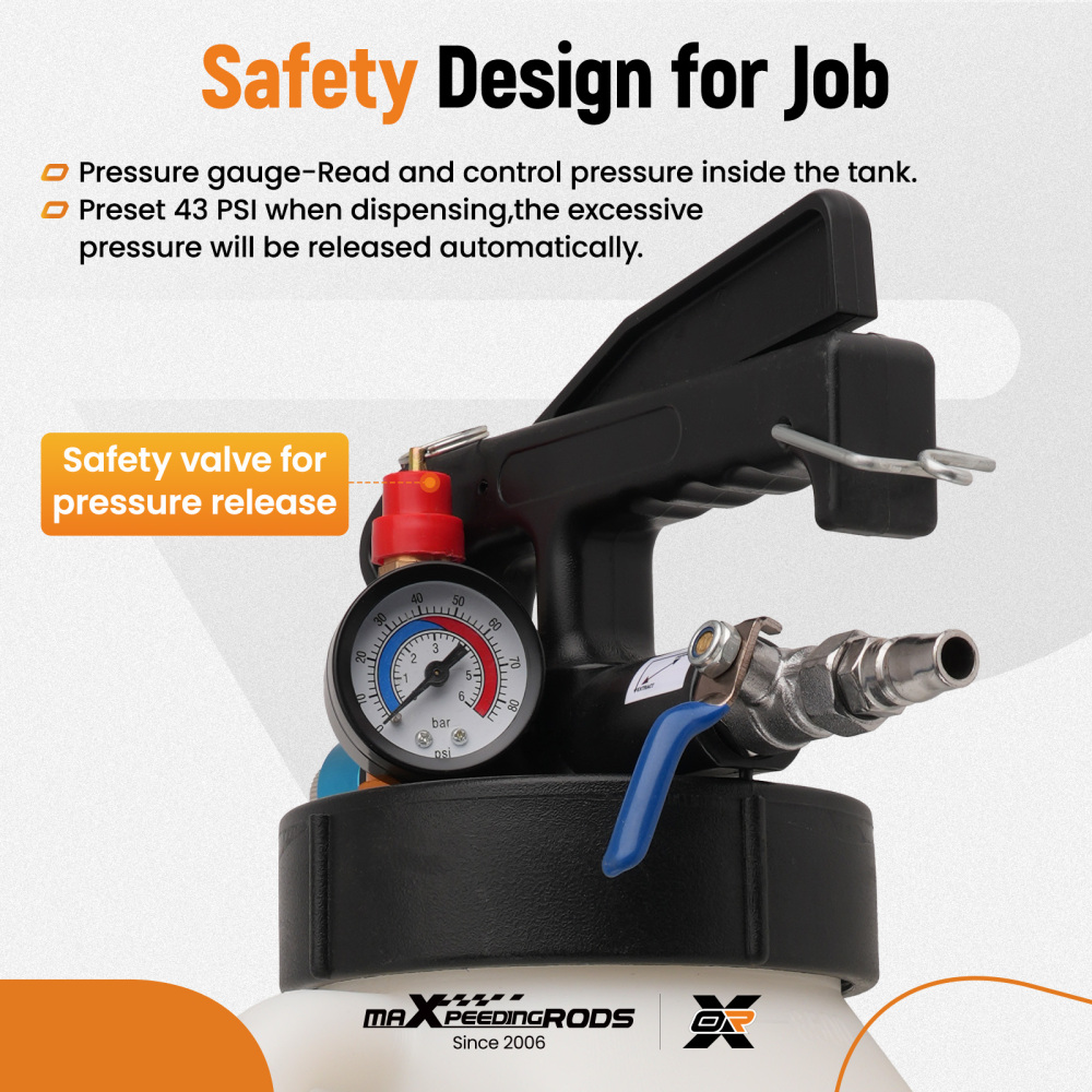 8L ATF Oil Extractor Dispenser Fluid Transfer Tool with Adapters 43PSIPressure