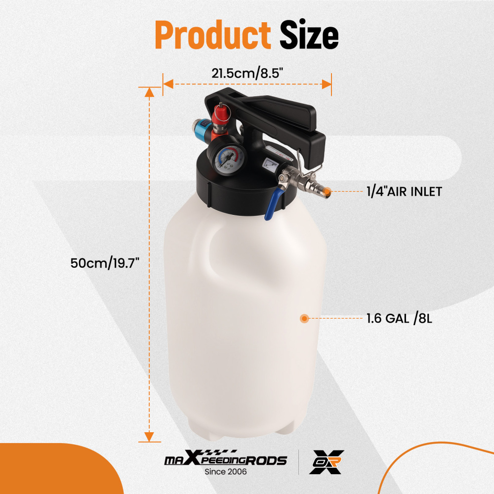 8L ATF Oil Extractor Dispenser Fluid Transfer Tool with Adapters 43PSIPressure