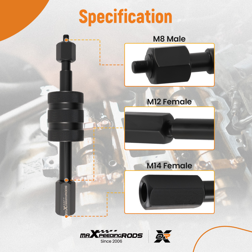 Diesel Injector Puller Set 3 Adapters M8 M12 M14   Universal Engine Removal Tool