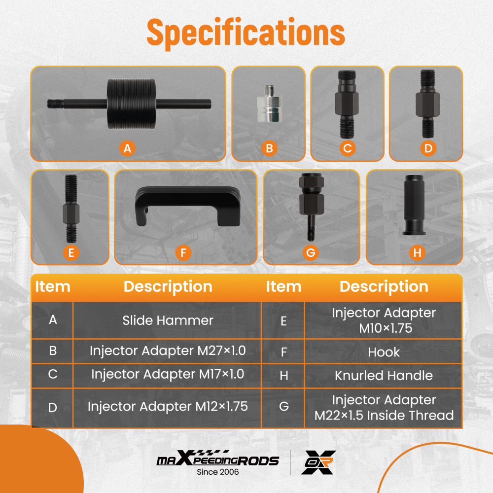 8PC Injector Removal Tool Set compatible for Mercedes Benz CDI 611 612 613 646 647 648