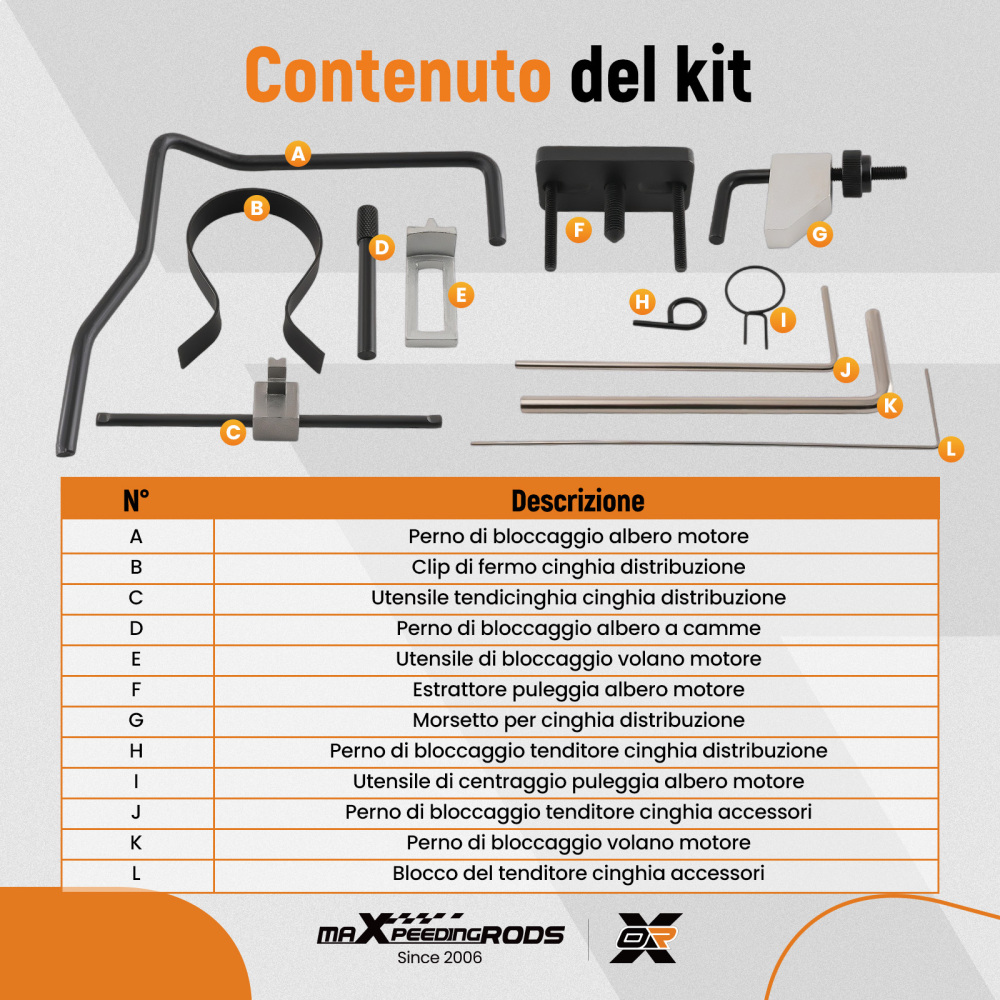 Kit Utensili Catena Distribuzione compatibile per Citroën Berlingo 2.0 1999-2007