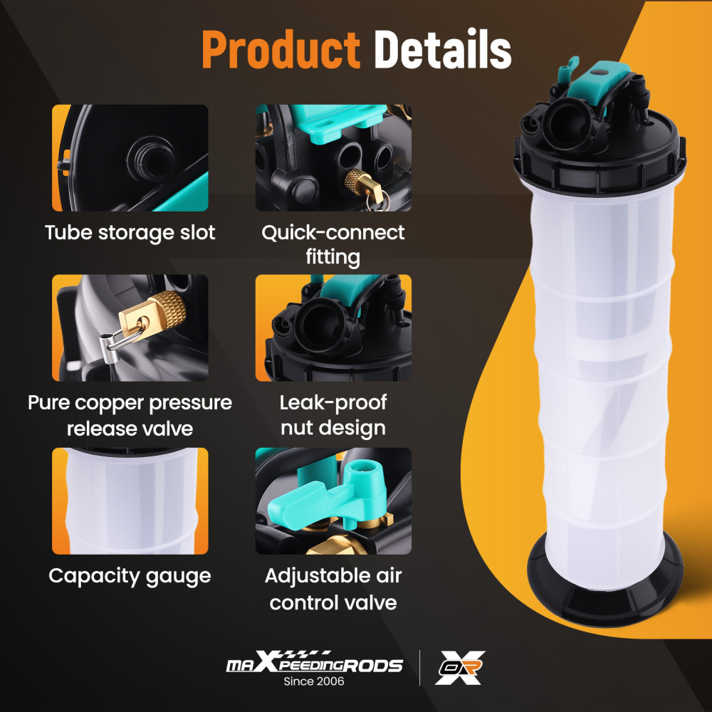 2.5 Gallon Fluid Extractor Pump Manual Pneumatic Oil Transfer Tool with 5ft Hose