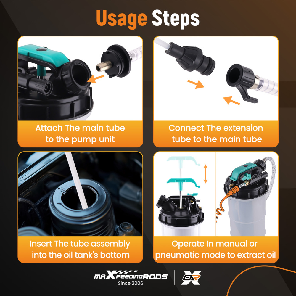 2.5 Gallon Fluid Extractor Pump Manual Pneumatic Oil Transfer Tool with 5ft Hose