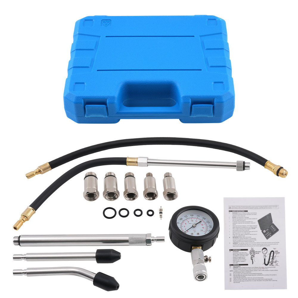 Compression Gauge Kit for Diesel Petrol Engines 0-300 PSI 0-20 Bar Testing